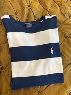Ralph Lauren Sport Navy & White Striped Tee Size L/M